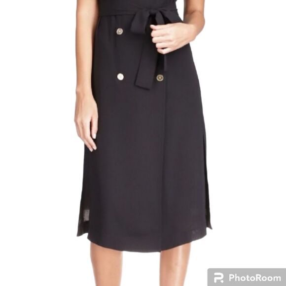 Michael Kors Women's Button Front Belted Dress Black Size Small - Picture 4 of 7